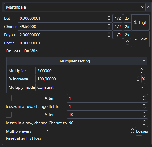Flexible betting strategies
